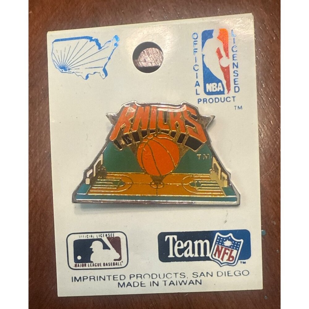 Vintage New York Knicks NBA Licensed Enamel Pin With Basketball Design